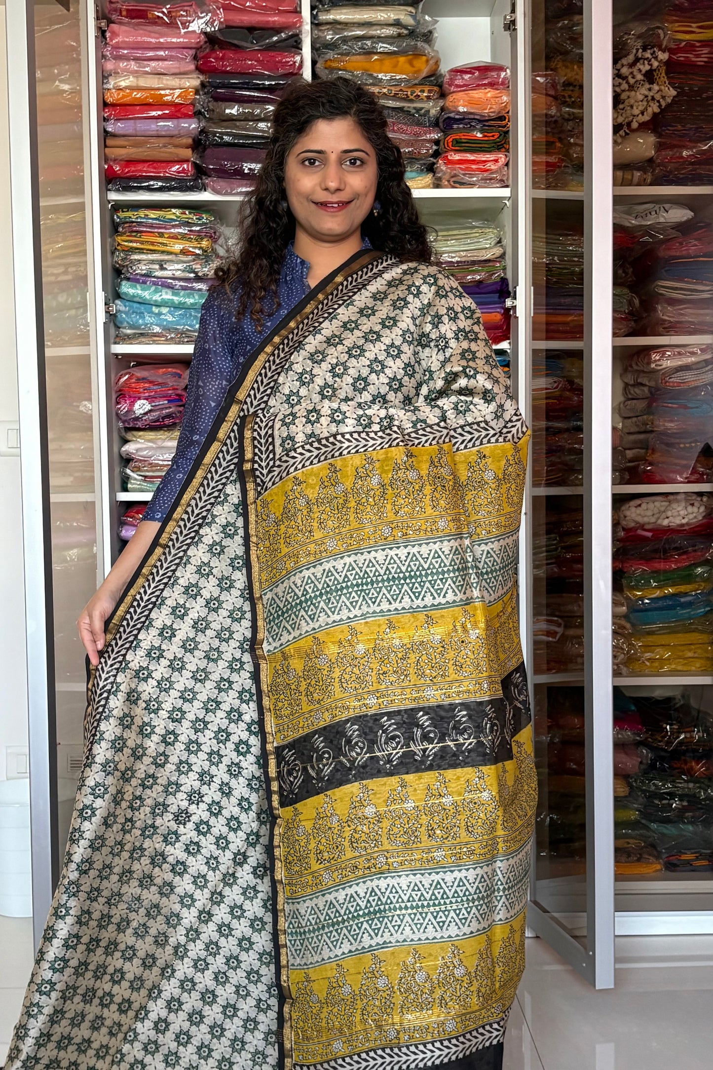 Hand Block Print Silk-Cotton Saree