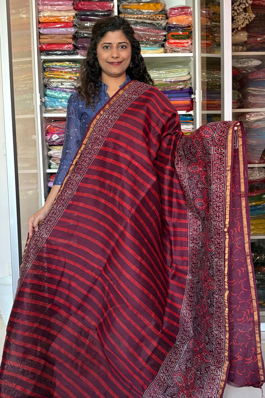 Hand Block Print Silk-Cotton Saree