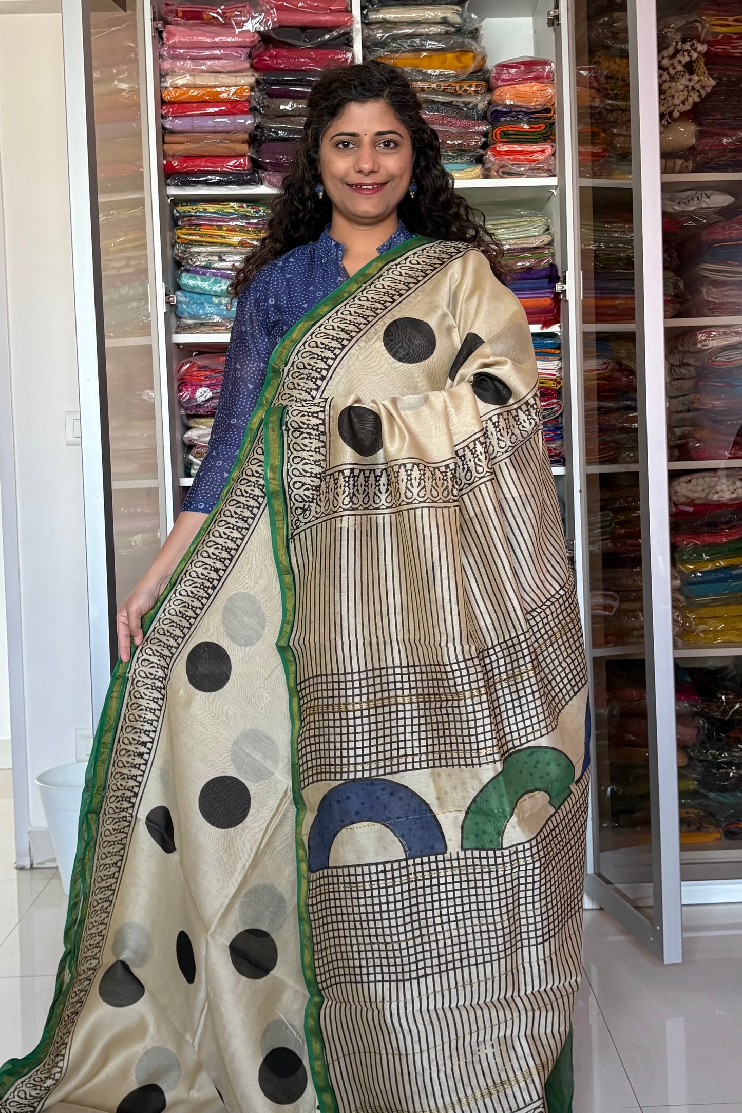 Hand Block Print Silk-Cotton Saree