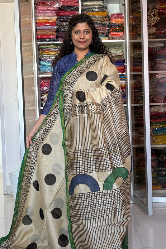 Hand Block Print Silk-Cotton Saree