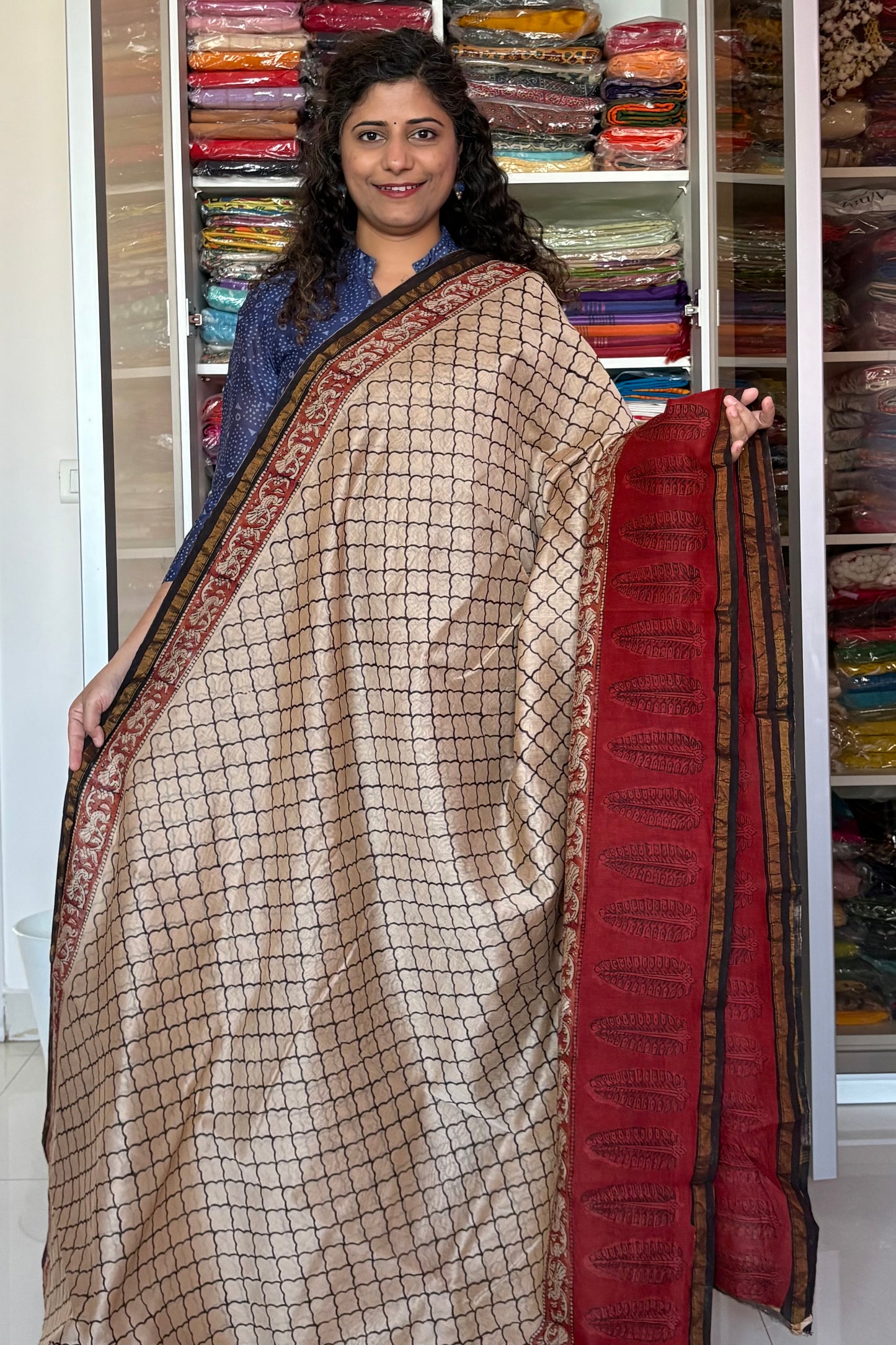 Hand Block Print Silk-Cotton Saree