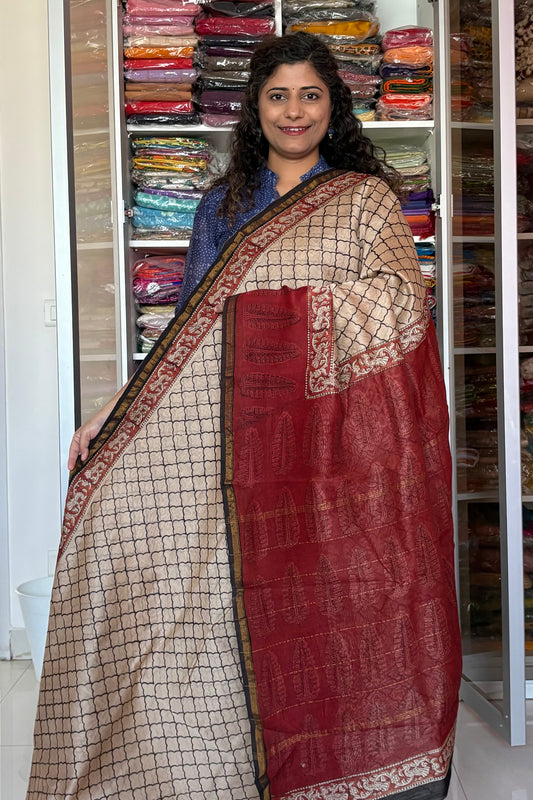 Hand Block Print Silk-Cotton Saree