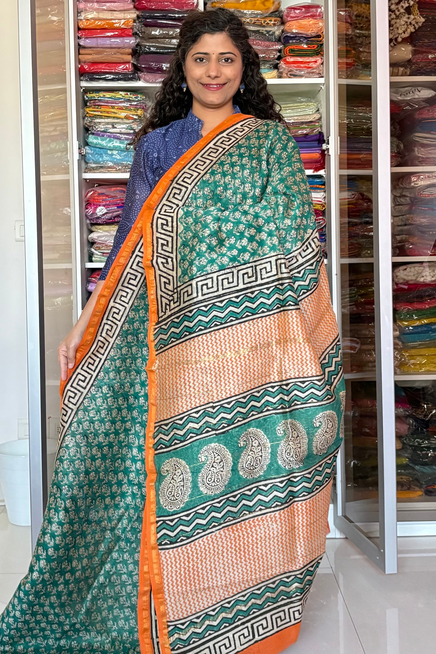 Hand Block Print Silk-Cotton Saree