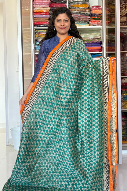 Hand Block Print Silk-Cotton Saree