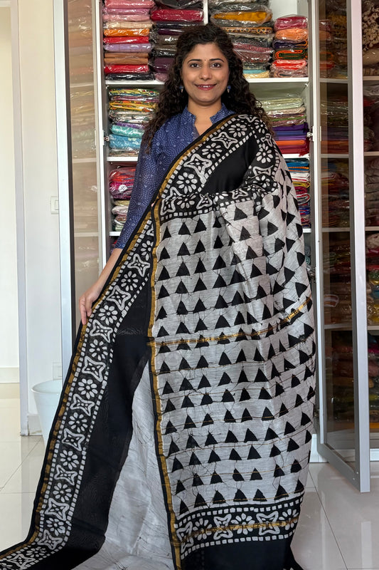 Hand Block Print Silk-Cotton Saree