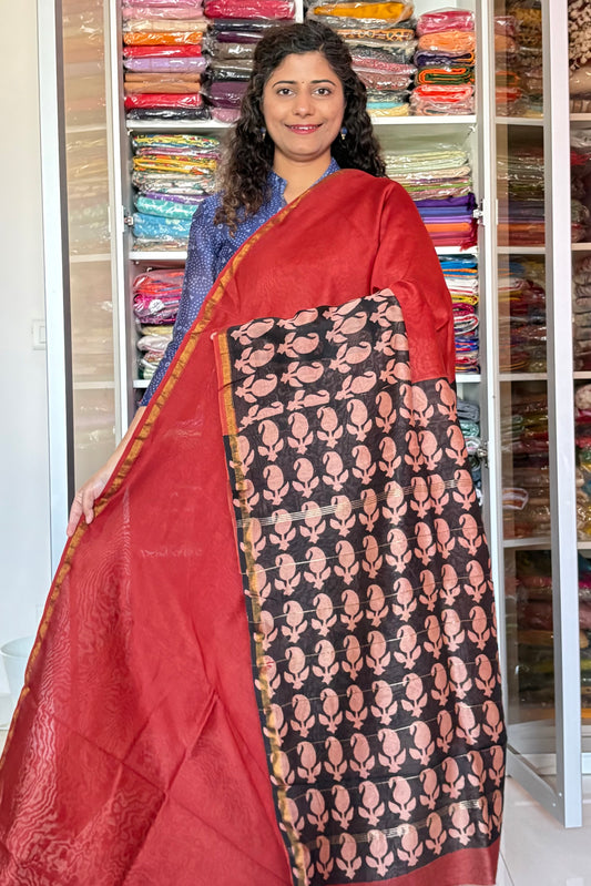 Hand Block Print Silk-Cotton Saree