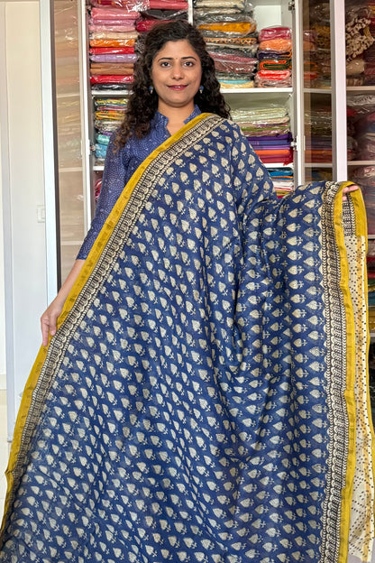 Hand Block Print Silk-Cotton Saree