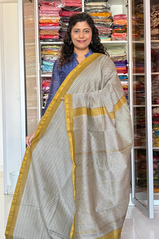 Hand Block Print Silk-Cotton Saree