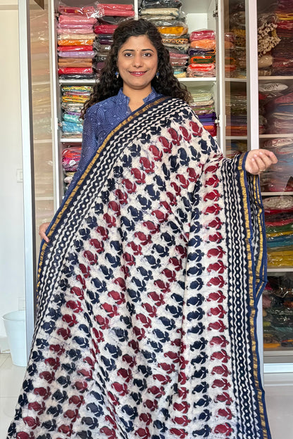 Hand Block Print Silk-Cotton Saree