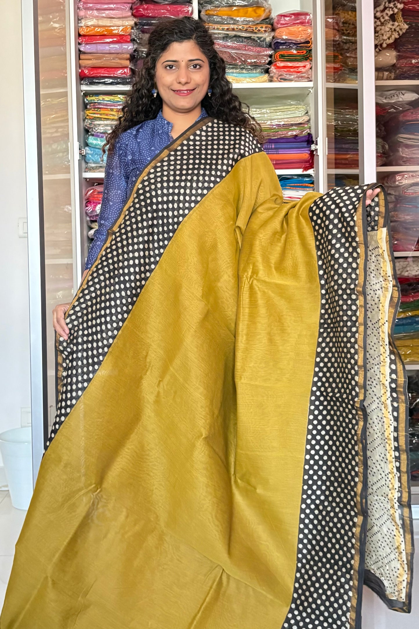 Hand Block Print Silk-Cotton Saree