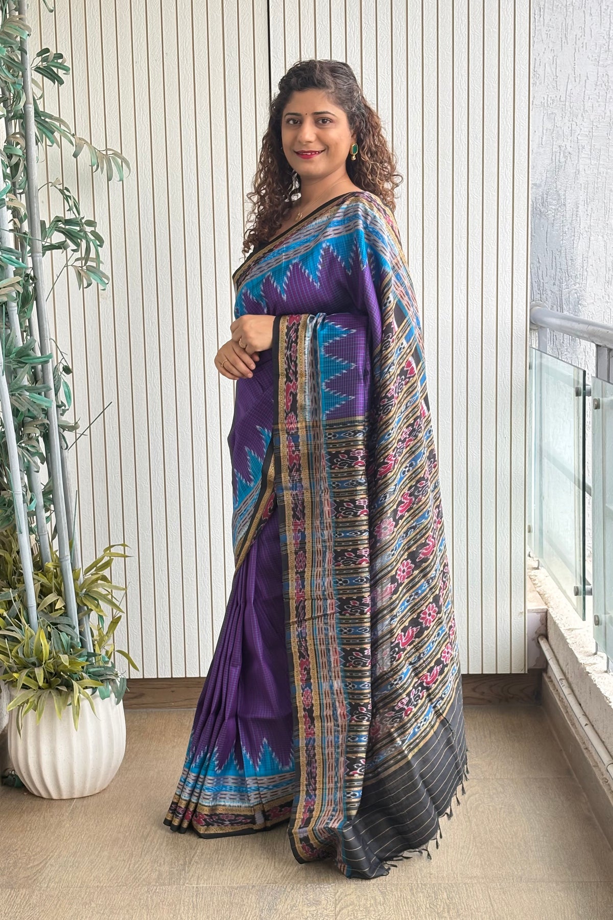Sachipaar Khandua Silk Saree: Purple