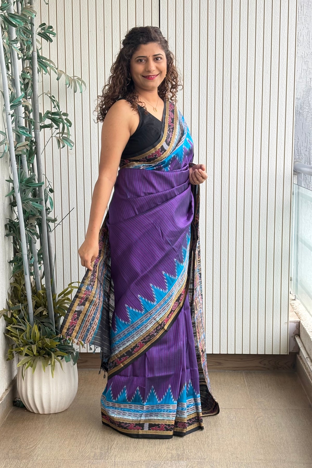 Sachipaar Khandua Silk Saree: Purple