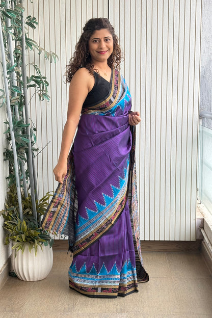 Sachipaar Khandua Silk Saree: Purple