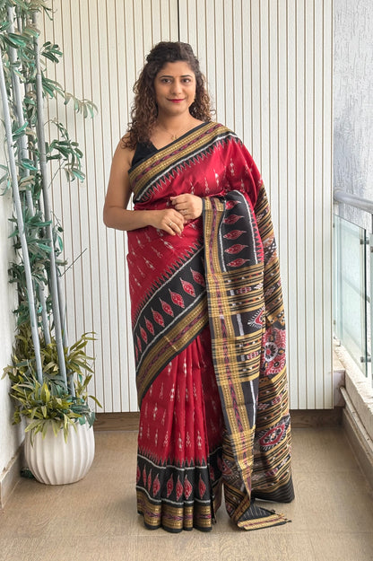 Exclusive Odisha Ikkat Khandua Silk Saree - Maroon