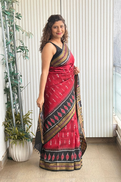 Exclusive Odisha Ikkat Khandua Silk Saree - Maroon