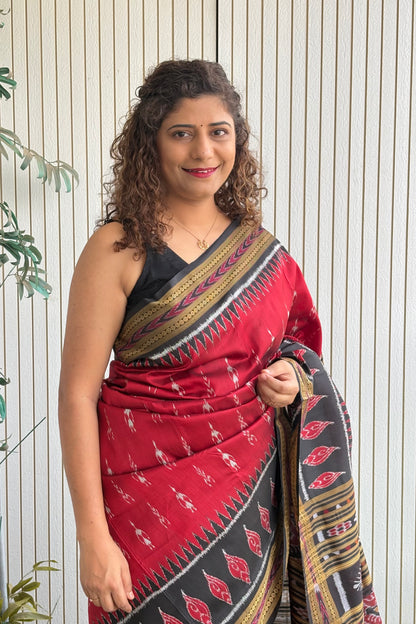 Exclusive Odisha Ikkat Khandua Silk Saree - Maroon