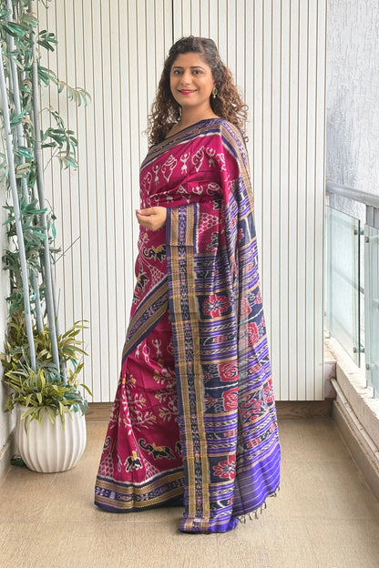 Exclusive Odisha Ikkat Khandua Silk Saree - Rani