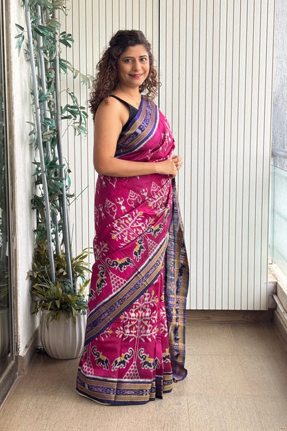 Exclusive Odisha Ikkat Khandua Silk Saree - Rani