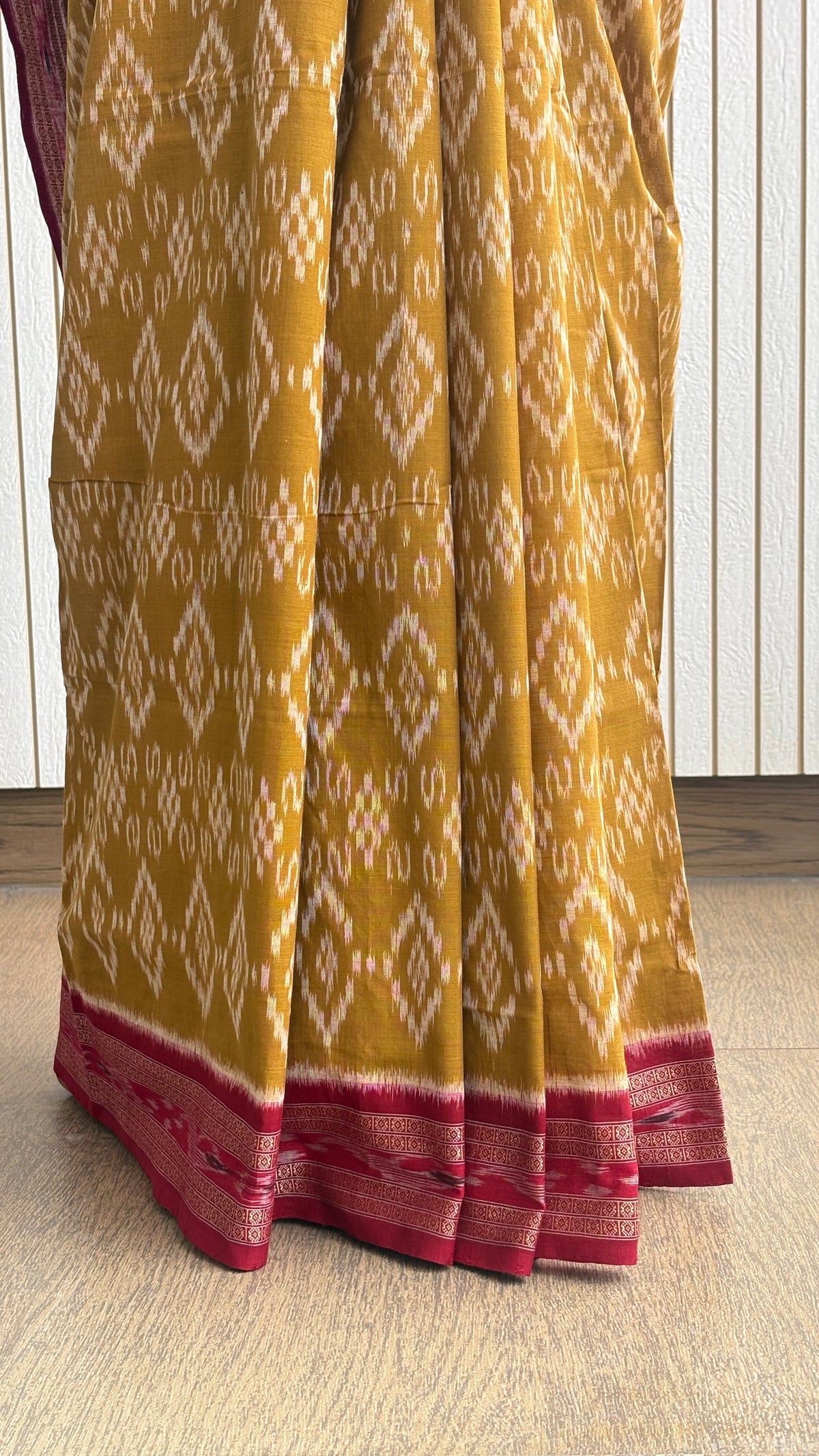 Odisha Ikkat Khandua Cotton Saree - Khaki