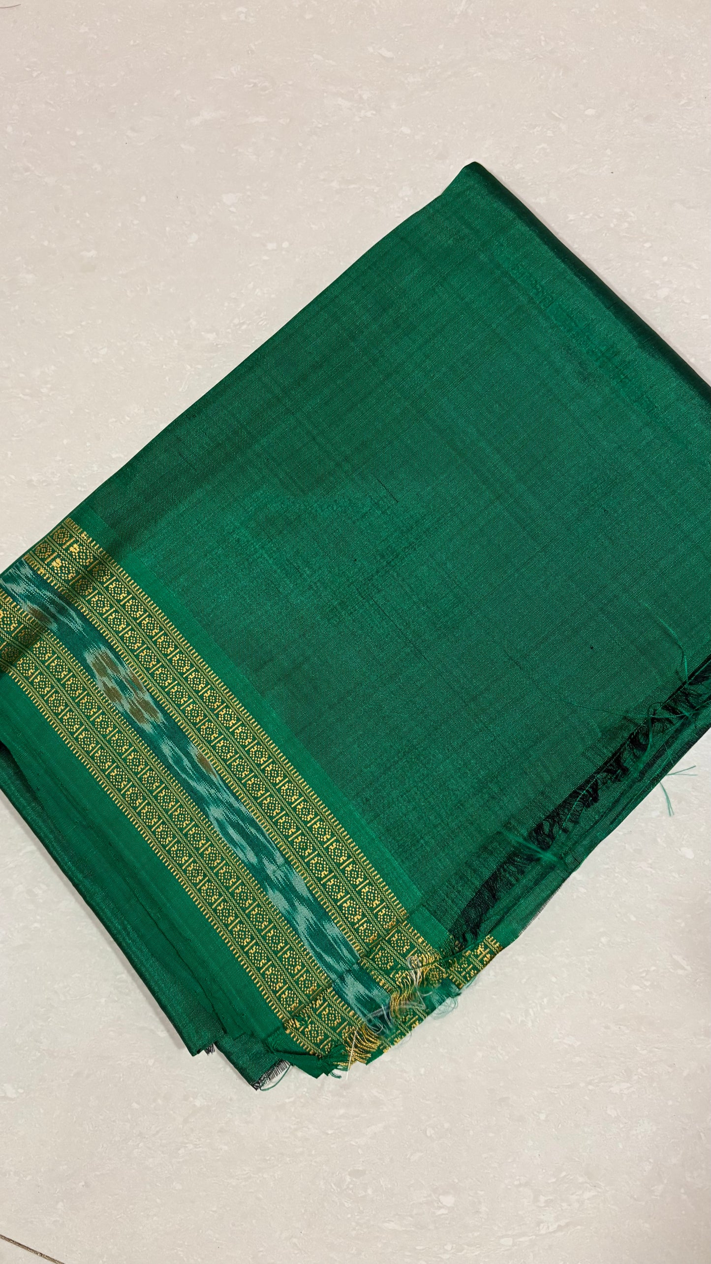 Pure Silk Odisha Ikkat Khandua Blouse Piece- Green