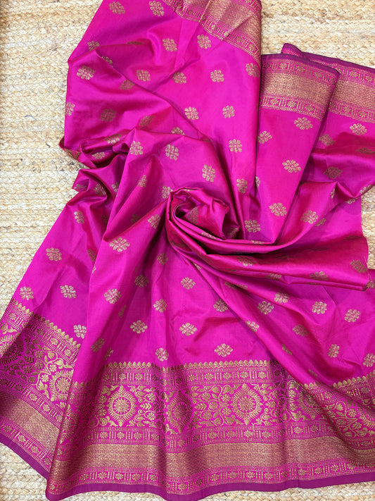 Banarasi Silk Blouse Piece - Magenta