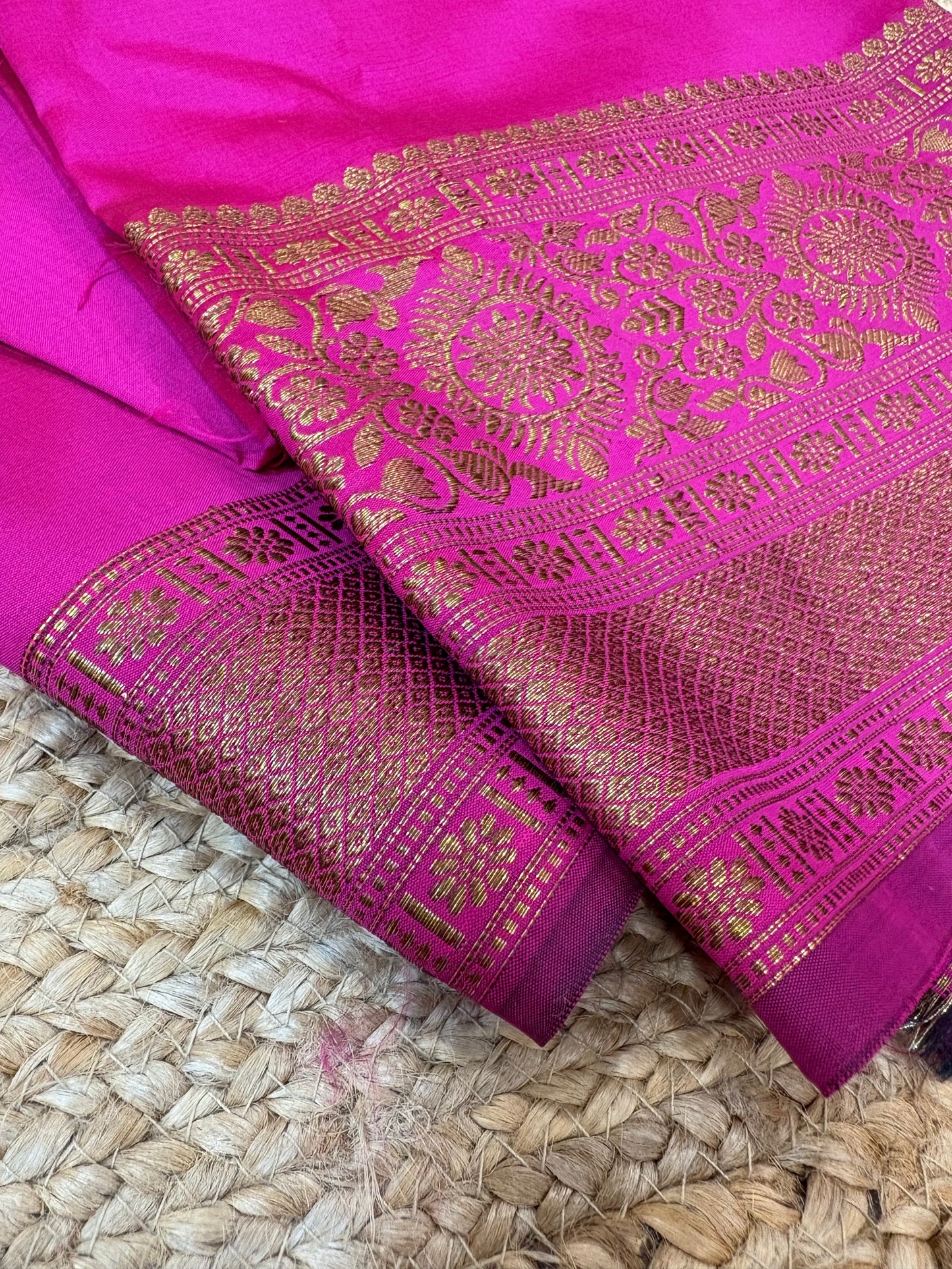 Banarasi Silk Blouse Piece - Magenta