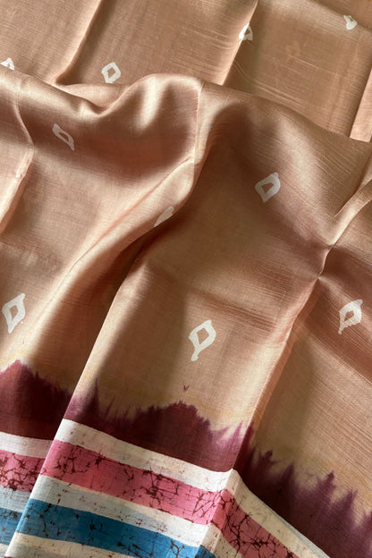 Murshidabad Pure Silk Saree With Hand Batik Print