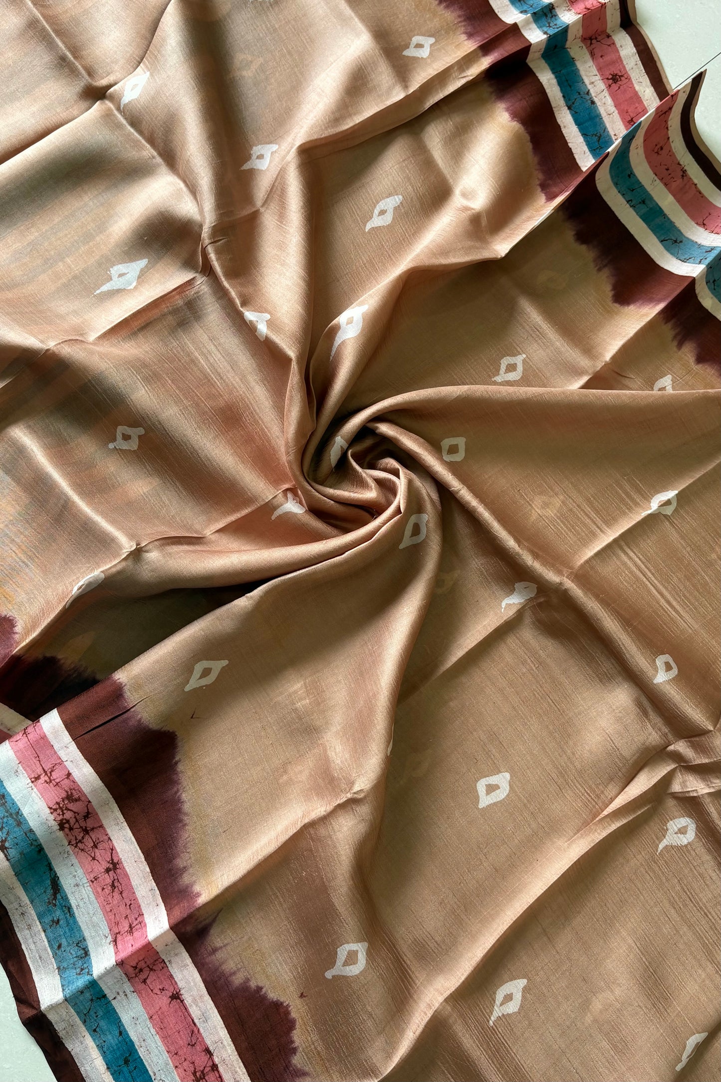 Murshidabad Pure Silk Saree With Hand Batik Print