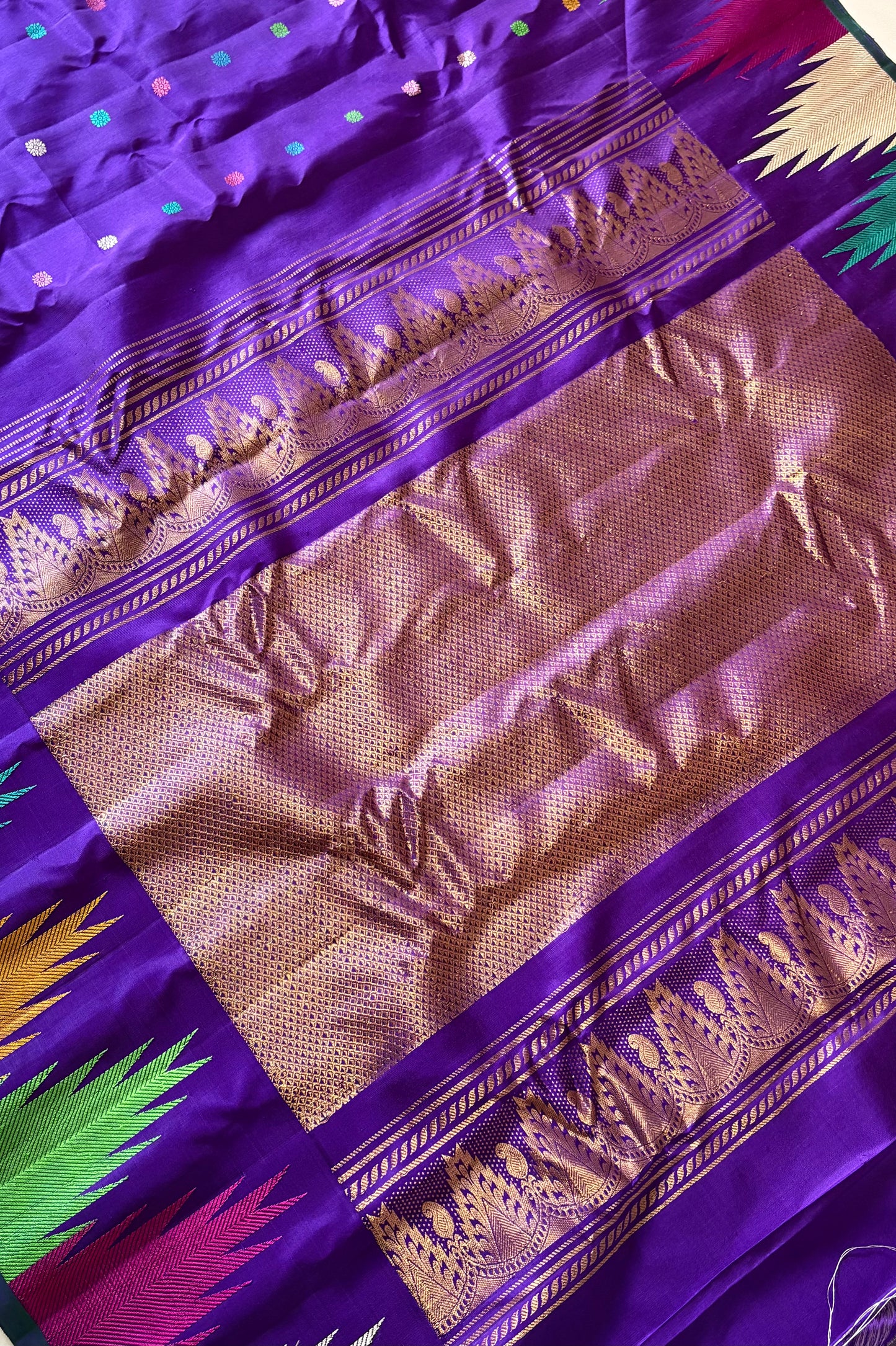 Handwoven Gadwal Pure Silk Saree - Indigo Purple