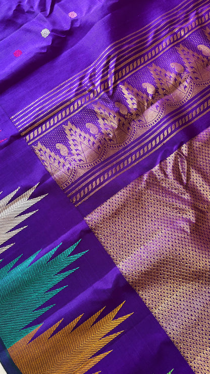 Handwoven Gadwal Pure Silk Saree - Indigo Purple
