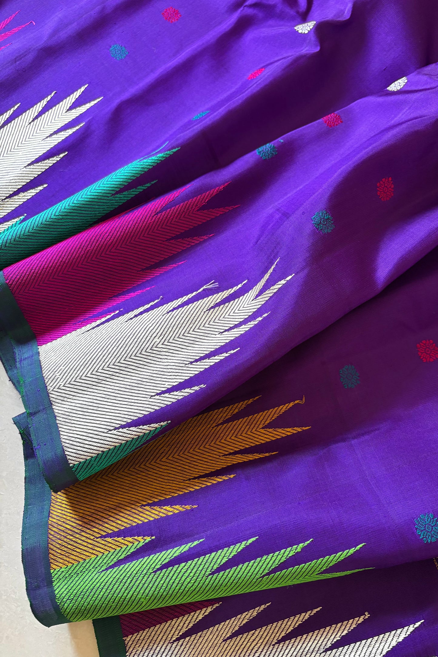 Handwoven Gadwal Pure Silk Saree - Indigo Purple