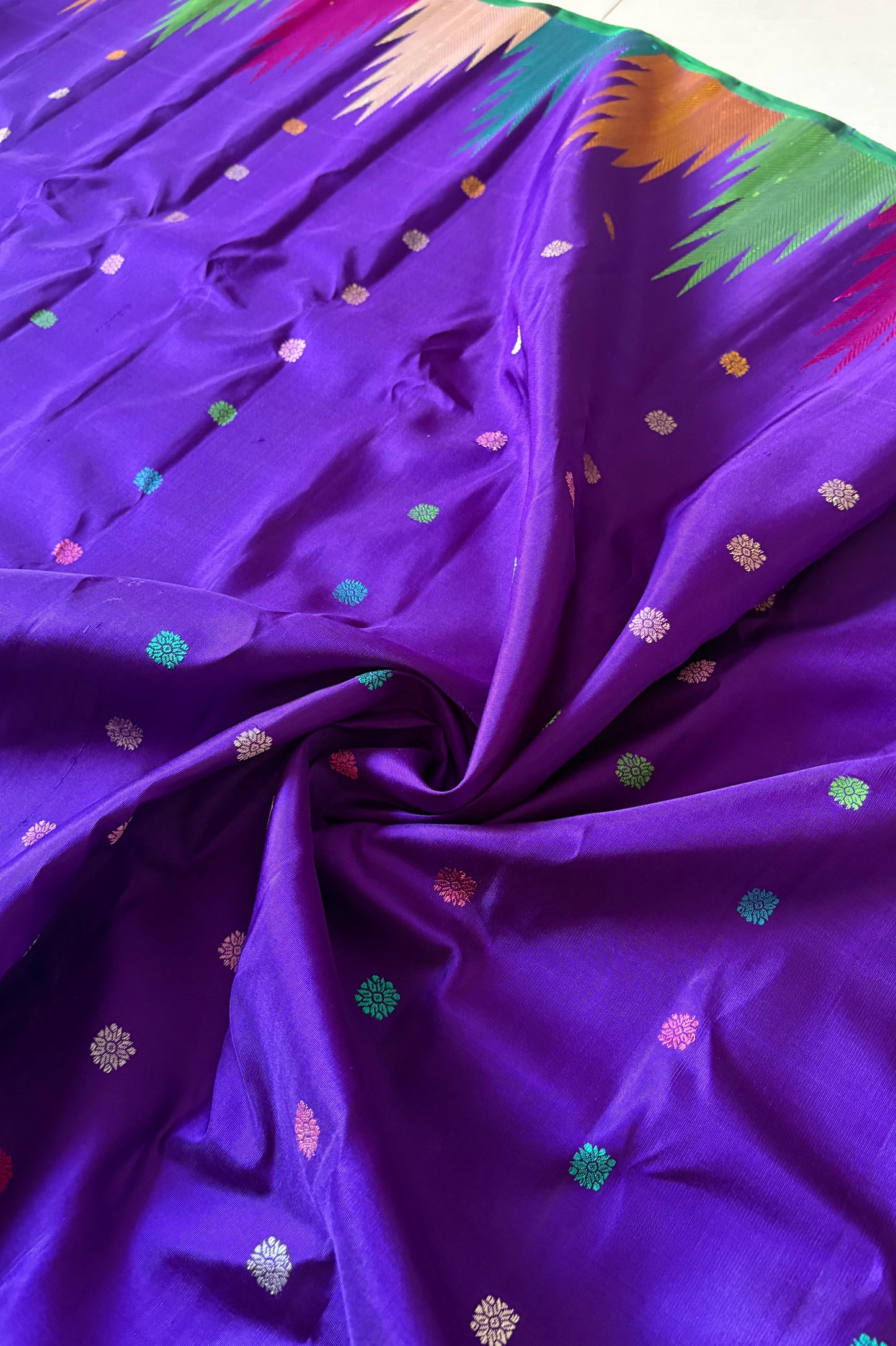 Handwoven Gadwal Pure Silk Saree - Indigo Purple