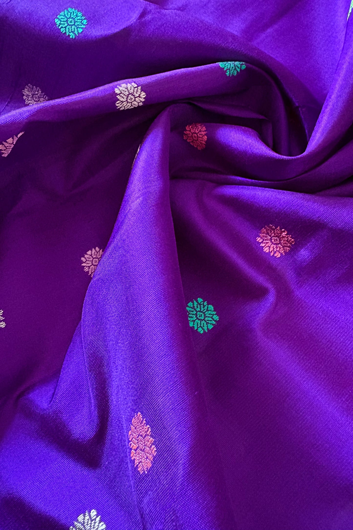 Handwoven Gadwal Pure Silk Saree - Indigo Purple