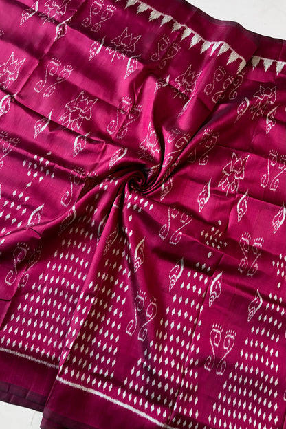 Exclusive Odisha Ikkat Khandua Pure Silk Saree- Raspberry Pink