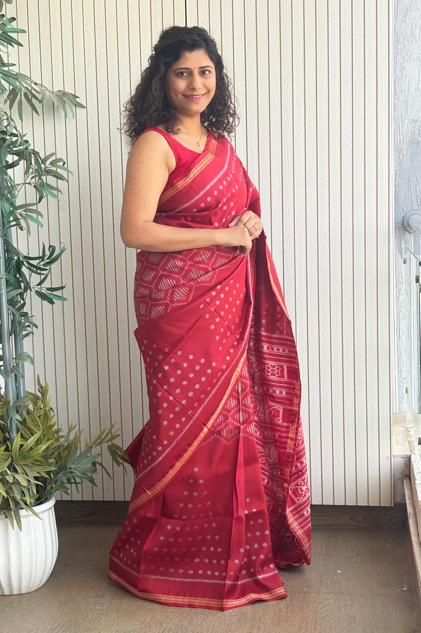 Exclusive Odisha Ikkat Pure Silk Saree - Earthy Red
