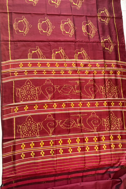 Exclusive Odisha Ikkat Pure Silk Saree- Maroon