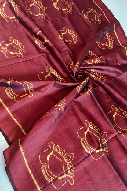 Exclusive Odisha Ikkat Pure Silk Saree- Maroon