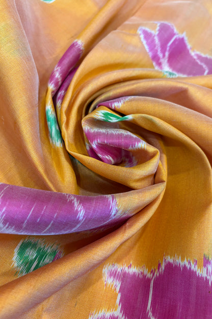 Exclusive Odisha Ikkat Pure Silk Saree- Shot Orange