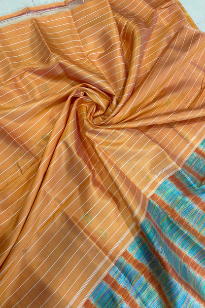 Exclusive Odisha Ikkat Pure Silk Saree- Shot Orange