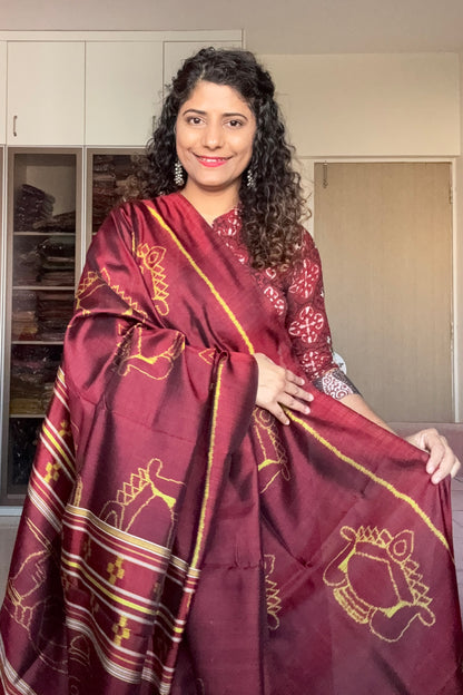 Exclusive Odisha Ikkat Pure Silk Saree- Maroon