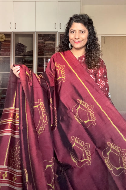 Exclusive Odisha Ikkat Pure Silk Saree- Maroon