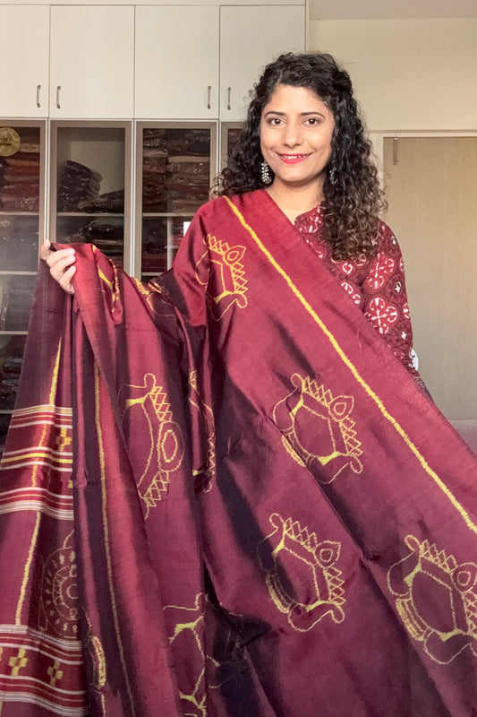 Exclusive Odisha Ikkat Pure Silk Saree- Maroon