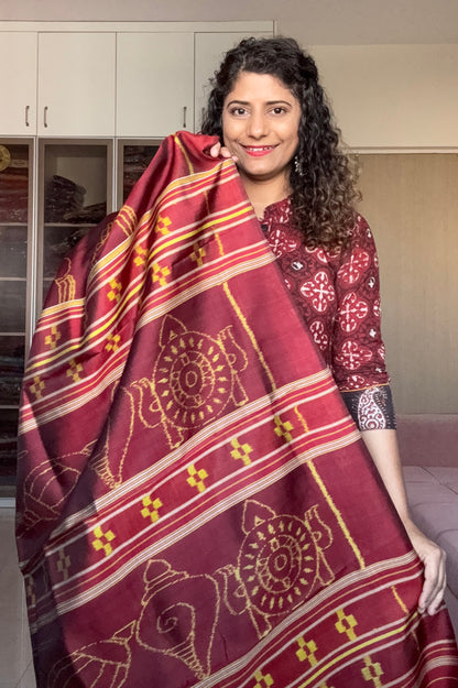 Exclusive Odisha Ikkat Pure Silk Saree- Maroon