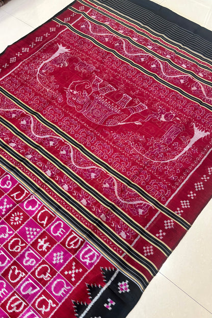 Exclusive Ikkat Pure Silk Saree-  Odia Varnamala With Airabat Palla
