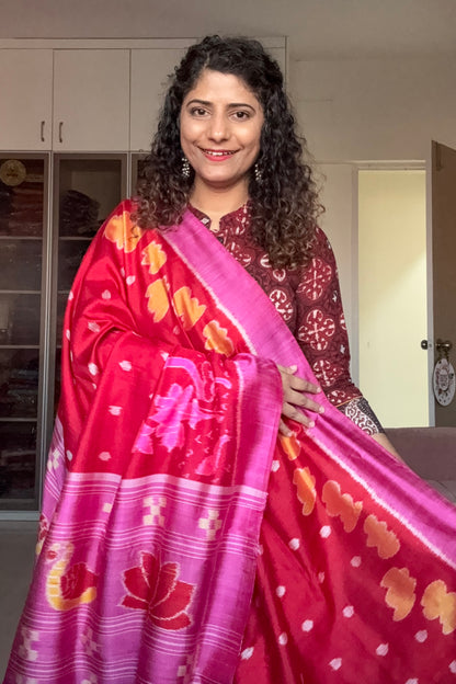Exclusive Odisha Ikkat Pure Silk Saree- Red