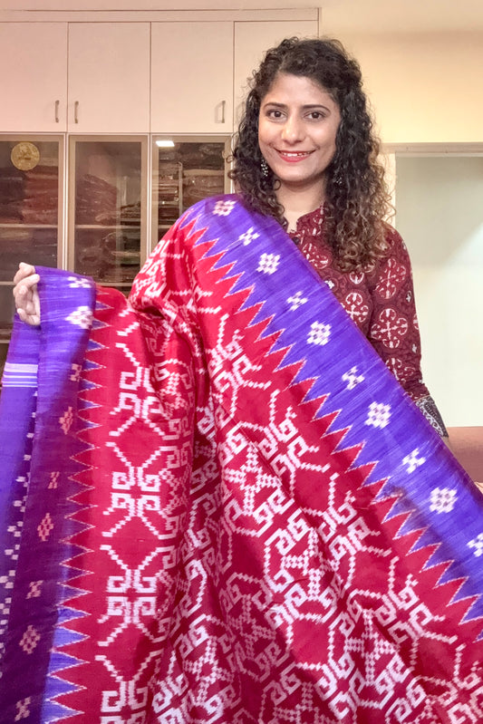 Exclusive Odisha Ikkat Pure Silk Saree- Red