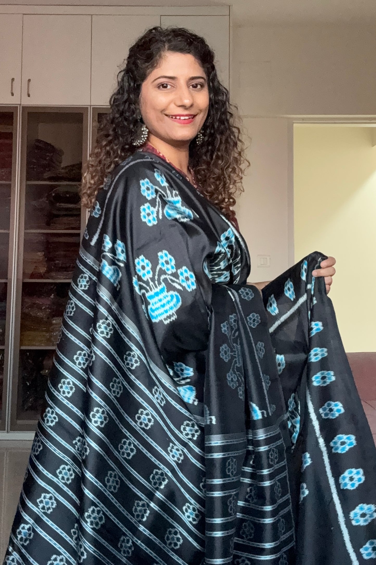 Exclusive Odisha Ikkat Pure Silk Saree- Black
