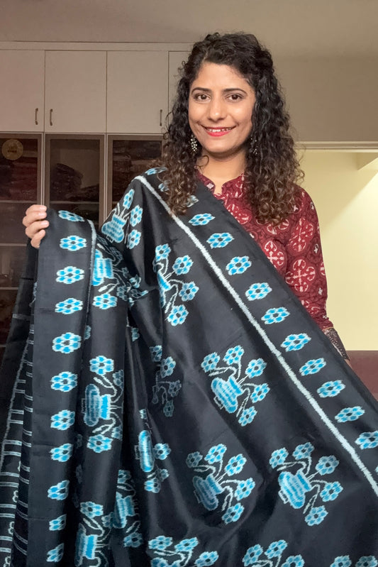 Exclusive Odisha Ikkat Pure Silk Saree- Black