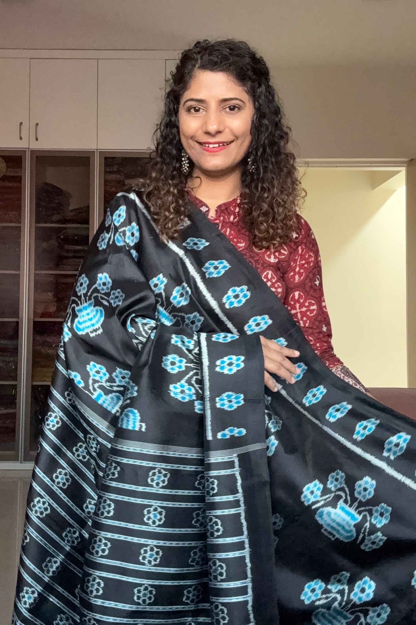 Exclusive Odisha Ikkat Pure Silk Saree- Black