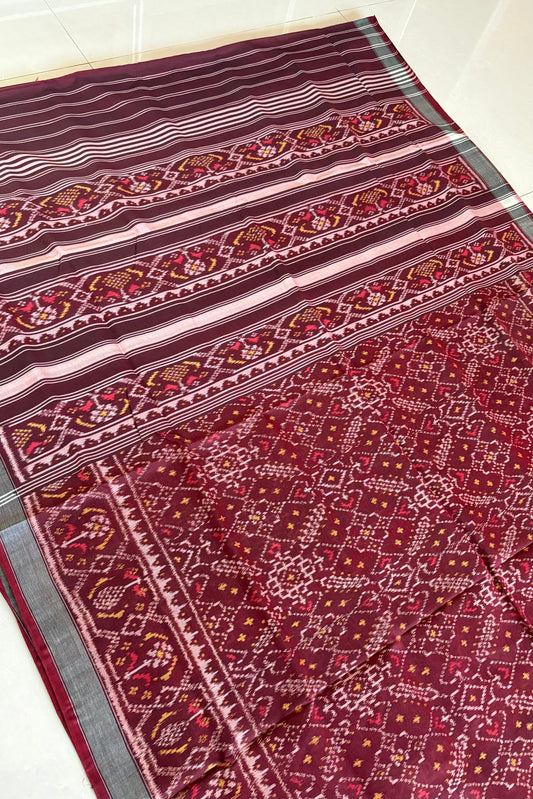 Single Ikkat Patola Saree - Dual tone Maroon